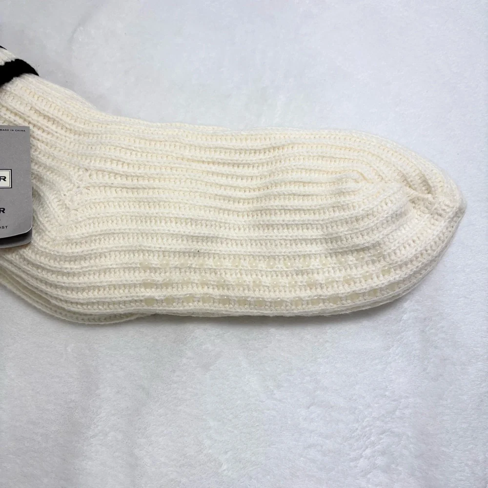 Hunter Cream Cable Knit Socks with Striped Cuff‎ ONe Size Fits Most